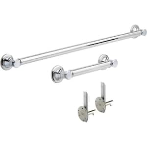 36 in. Traditional Concealed Screw Tub Area Grab Bar Set in Polished Chrome (2-Pack)