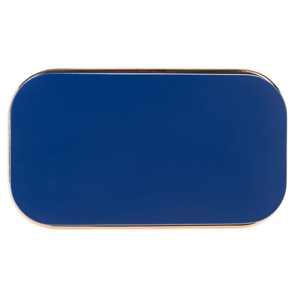 Modern Glam Blue & Gold Square Metal & Wood Accent Table