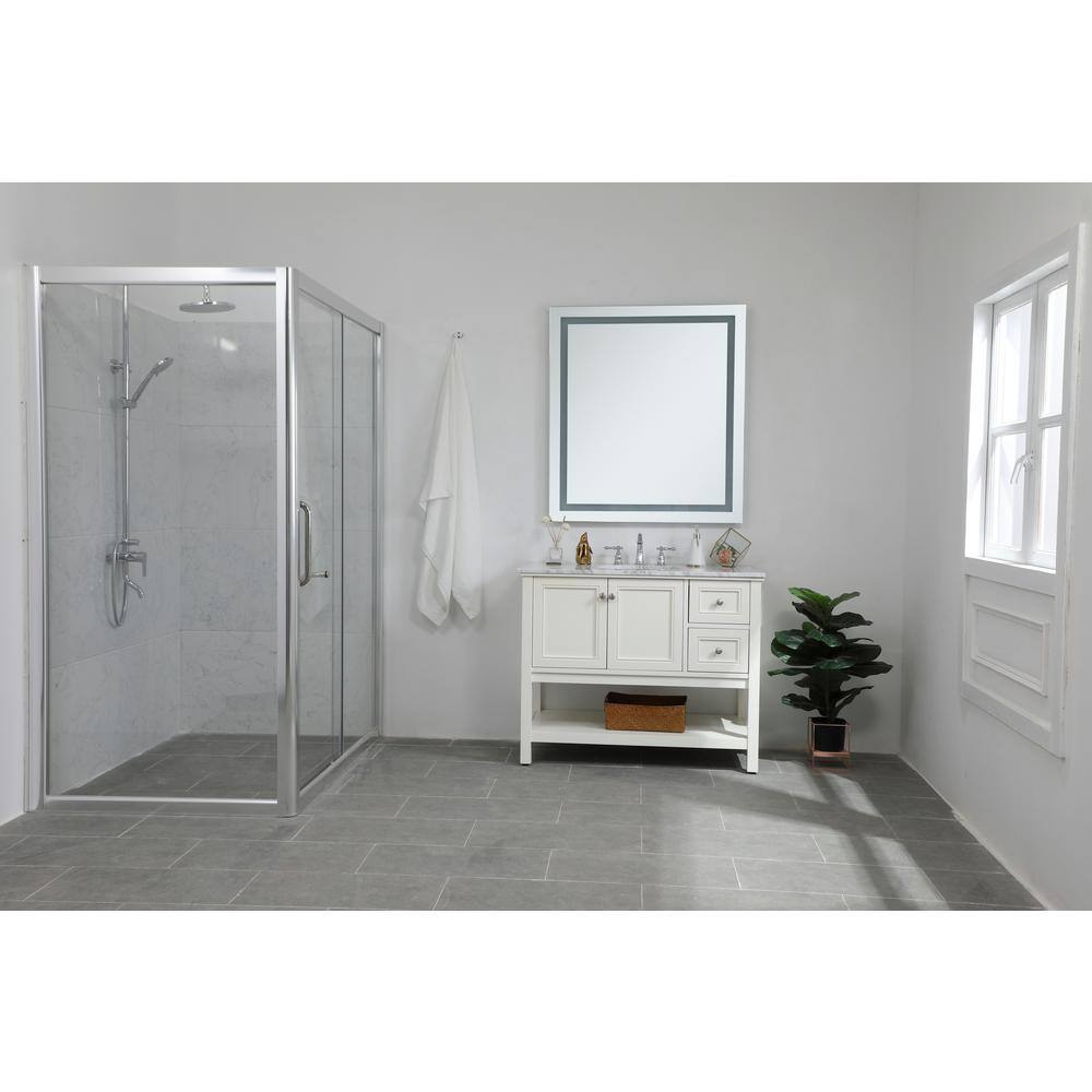 40in H x 36in W Rectangle Silver LED Mirror