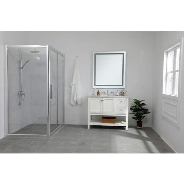 Unbranded 40in H x 36in W Rectangle Silver LED Mirror