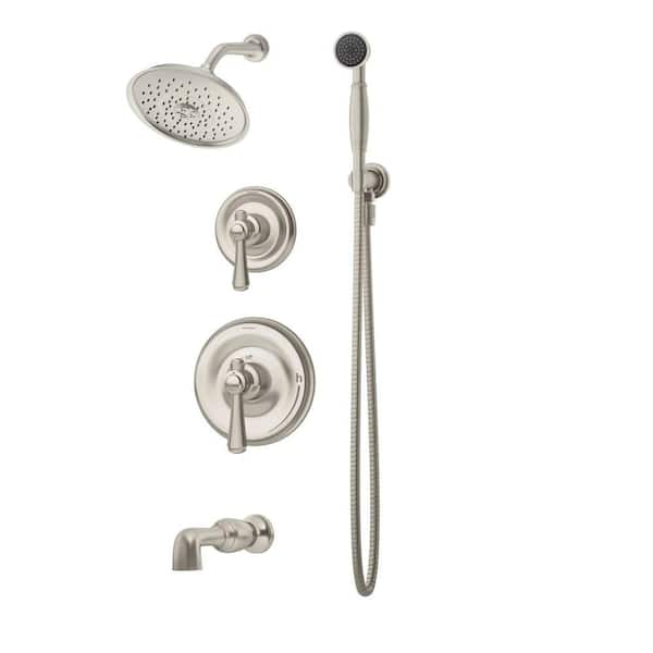 Symmons Degas 2-Handle 3-Spray Tub and Shower Faucet with Hand Shower in Satin Nickel (Valve Included)