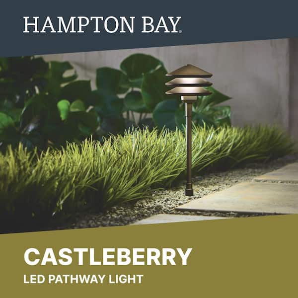 Hampton Bay 10-Watt Equivalent 100 Lumens Low Voltage Antique Brass Integrated LED Outdoor Deck and Step Light