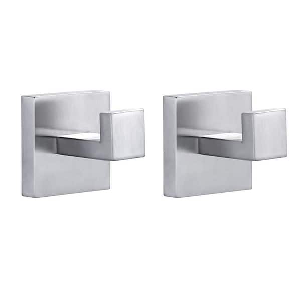(2-Pack) Wall Mount Stainless Steel J-Hook Towel Hook Bath Hook in Brushed Nickel