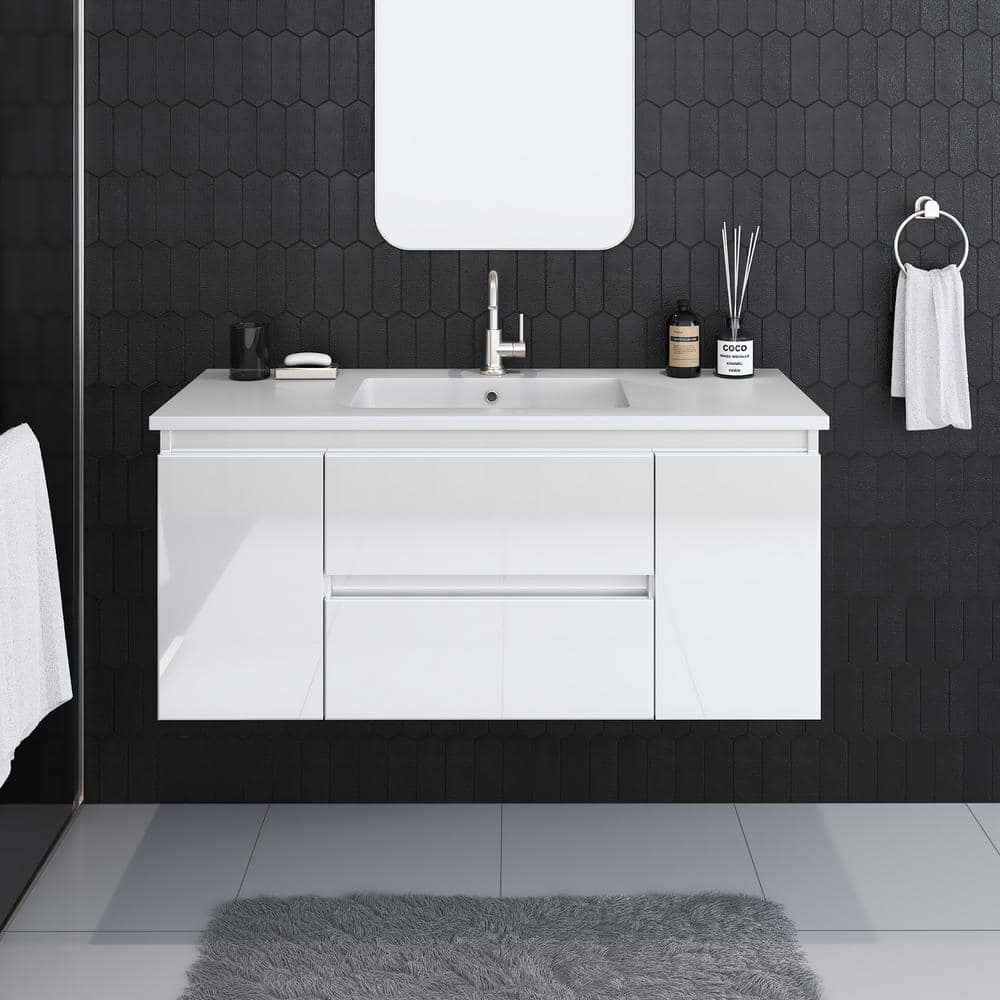 Salt 48 in. W x 20 in. D Bath Vanity in Glossy White with Acrylic Vanity Top in White with White Basin price history on PriceWatchPro