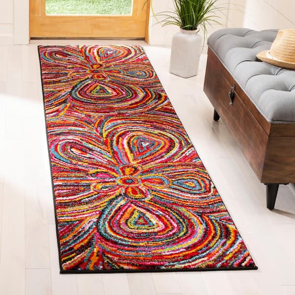 Aruba 2 ft. x 6 ft. Multi Floral Geometric Runner Rug