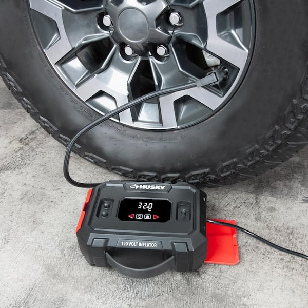 Husky electric air tire pump 120v inflator auto bike car truck compressor discount