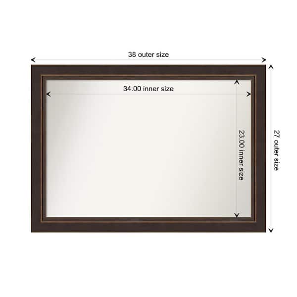 Amanti Art Lara Bronze 38.5 in. W x 27.5 in. H Custom Non-Beveled Wood Framed Bathroom Vanity Wall Mirror