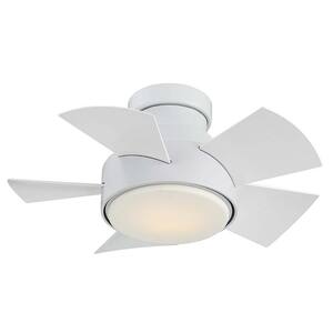 Vox 26 in. LED Indoor/Outdoor Matte White 5-Blade Smart Flush Mount Ceiling Fan with 3000K Light Kit and Remote Control
