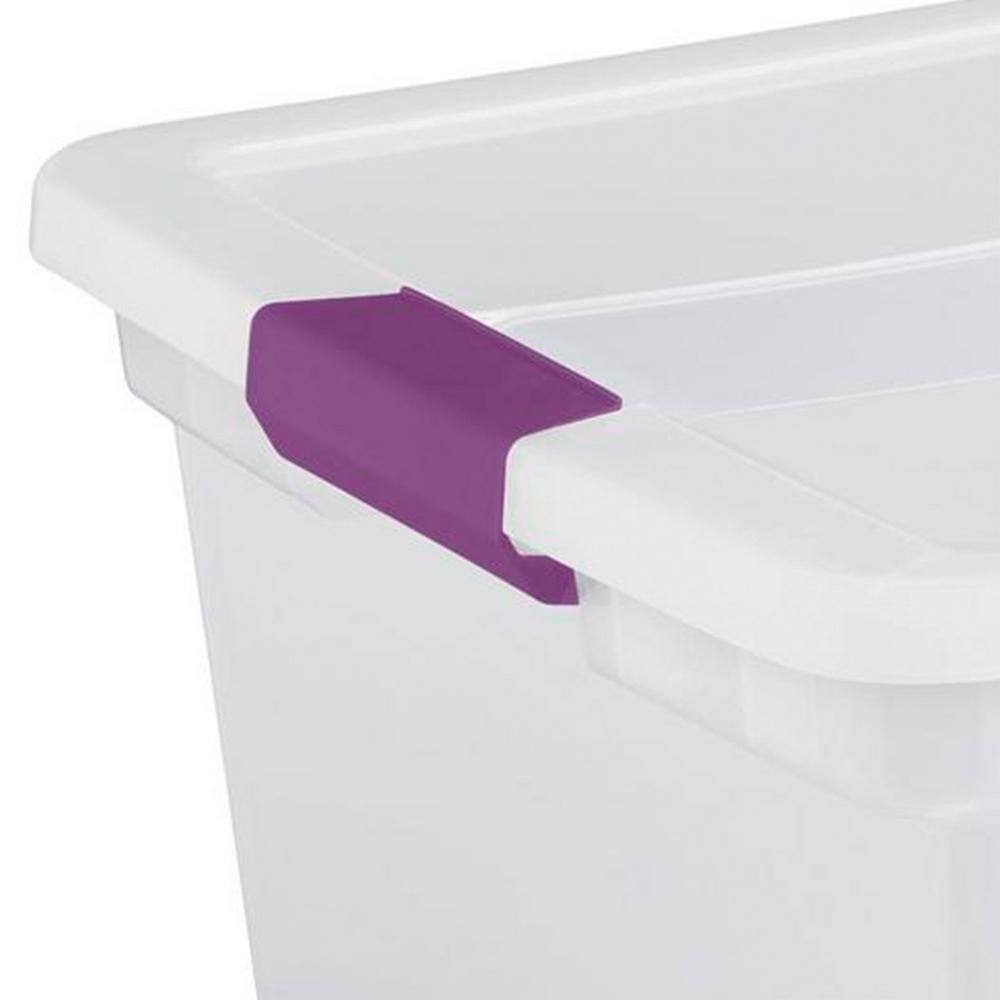 Clear Plastic Stackable Lidded Underbed Storage Boxes, 66 Quart, 6 Pack