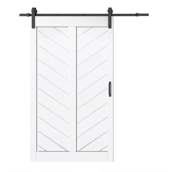 Tenoner 48 In X 84 In White V Frame Finished Mdf Barn Door Slab With Barn Door Hardware