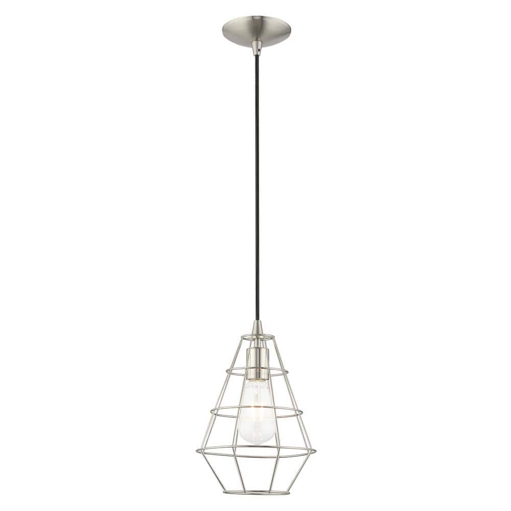 Brushed Nickel Geometric Mini Pendant Light for Indoor/Outdoor