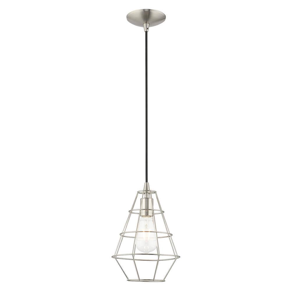 Brushed Nickel Geometric Mini Pendant Light for Indoor/Outdoor