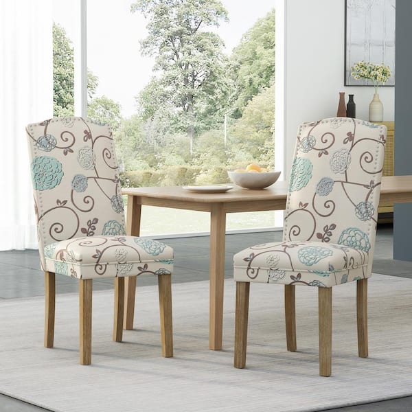 Noble House Aruda Light Beige Blue And, Blue Patterned Dining Room Chairs