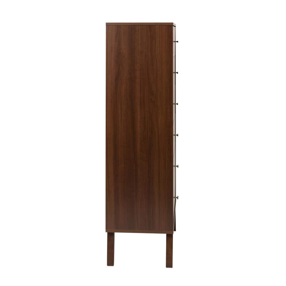 Cherry Red Mid-Century Modern Tall 6-Drawer Lingerie Chest