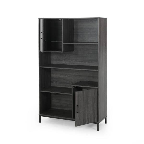 Noble House Frankford 64.5 in. Dark Grey Wood 4-Shelf