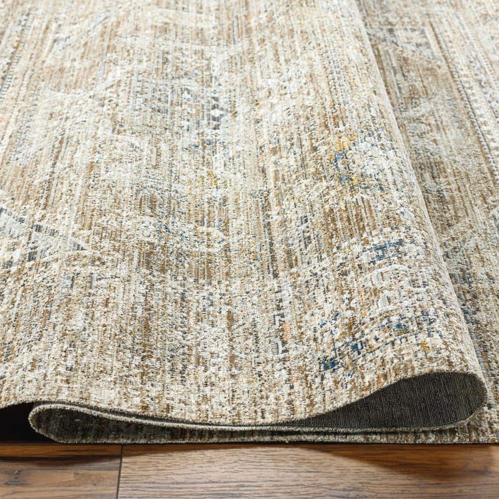 Margaret Gray and Taupe Synthetic Washable Rectangular Area Rug