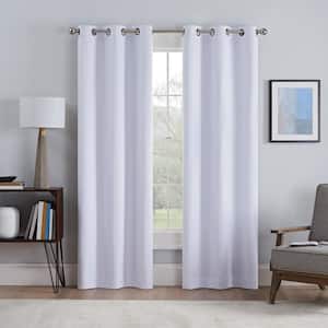 Talisa Draftstopper White Textured Solid Polyester 37 in. W x 63 in. L 100% Blackout Single Grommet Top Curtain Panel