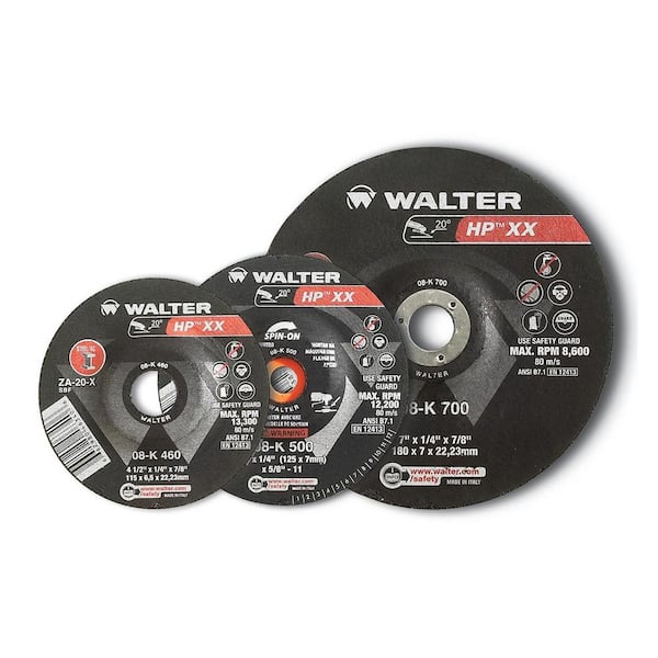 WALTER SURFACE TECHNOLOGIES HP XX 7 in. x 5/8-11 in. Arbor x 1/4 in. T28 GR A-16-XGrinding Wheels (10-Pack)