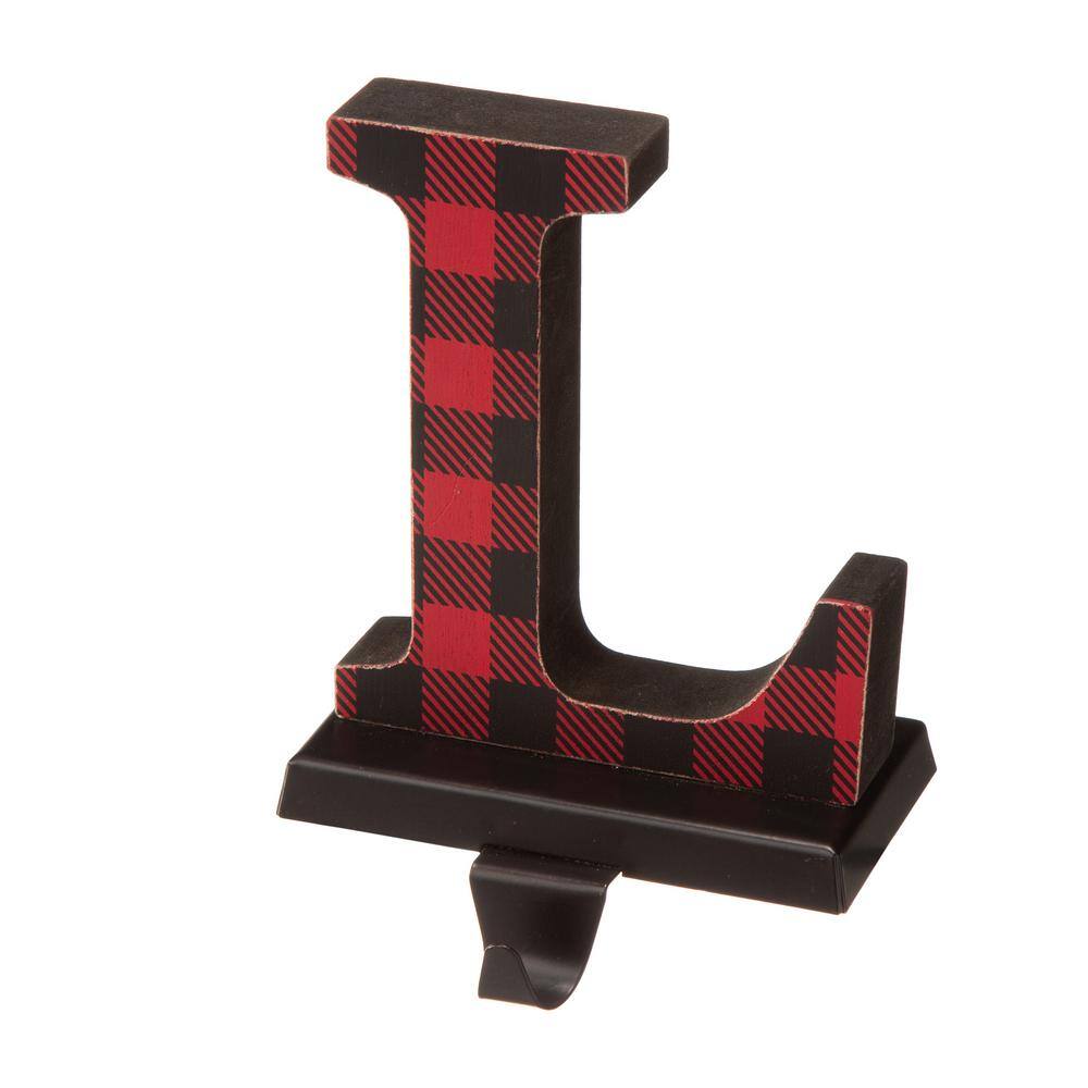 Red and Black Buffalo Plaid Noel Stocking Hanger Set