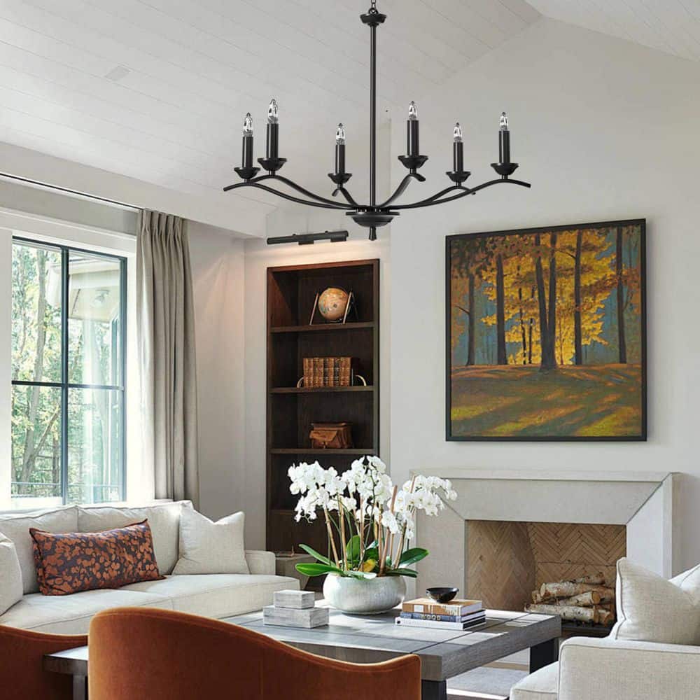 Maxax Boise 6-Light 30 in. Black Traditional Dimmable Chandeliers