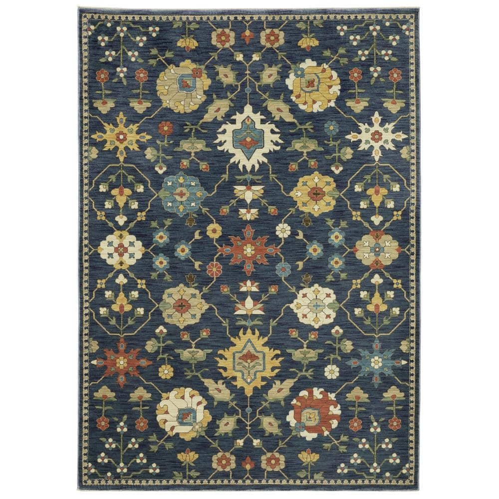 AVERLEY HOME Fleetwood Blue/Multi-Colored 7 ft. x 10 ft. Persian Floral ...