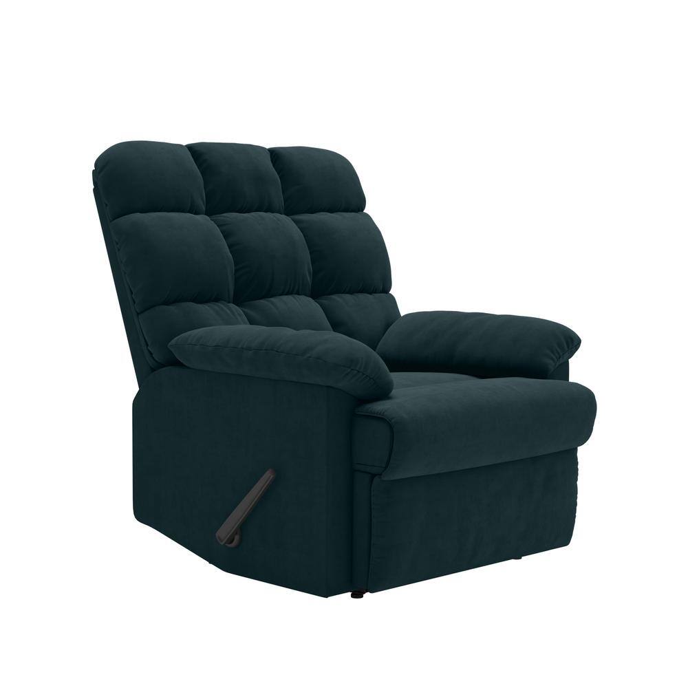 Deep Blue Microfiber Wall Hugger Recliner with Wood Frame