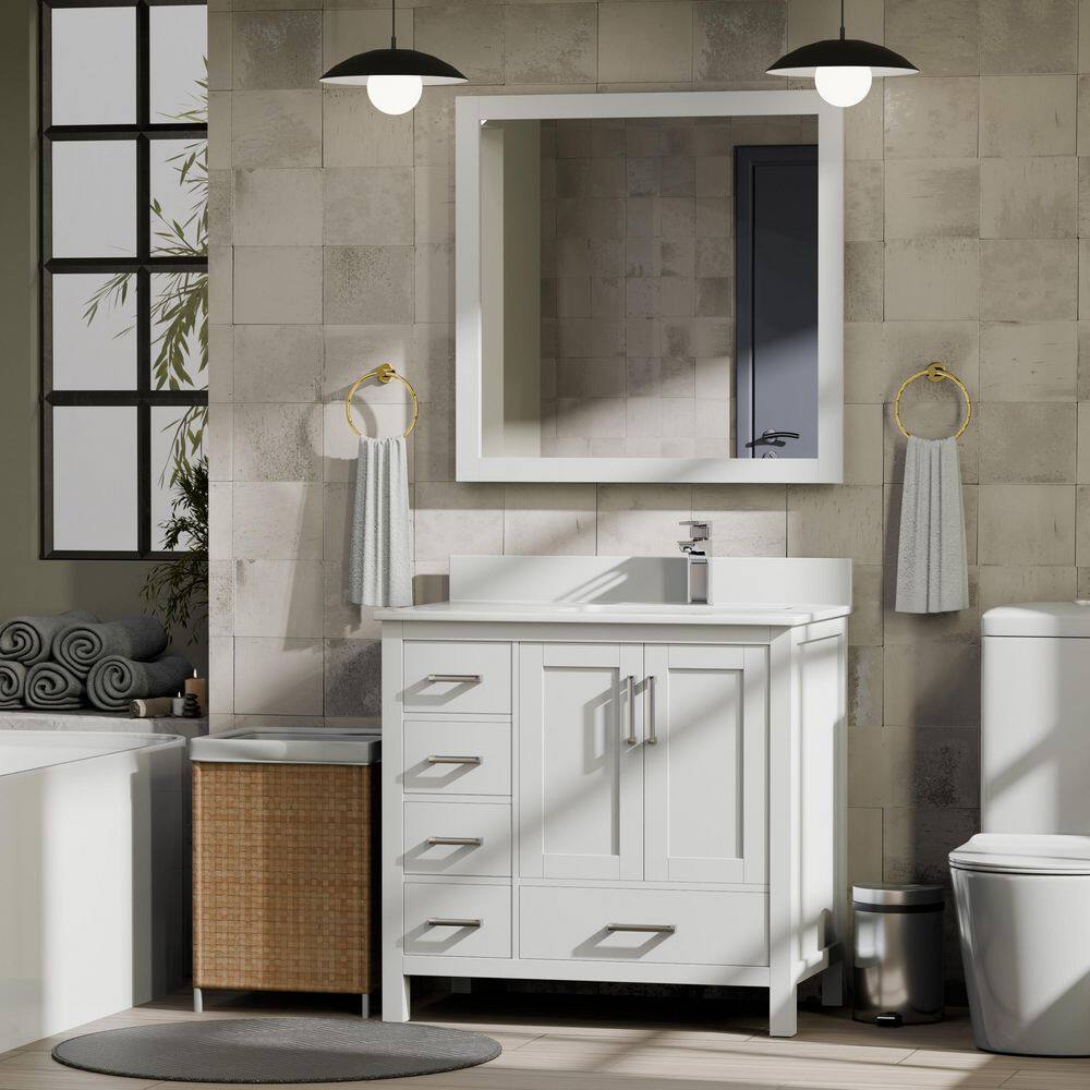 Jacques 36 in. W x 22 in. D Right Offset White Bath Vanity and White Quartz Top price history on PriceWatchPro