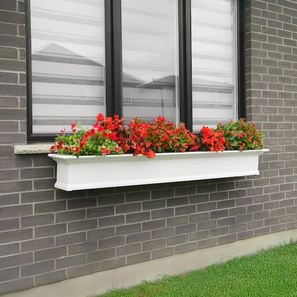 Yorkshire 84 in. x 12 in. Self Watering White Vinyl Window Box