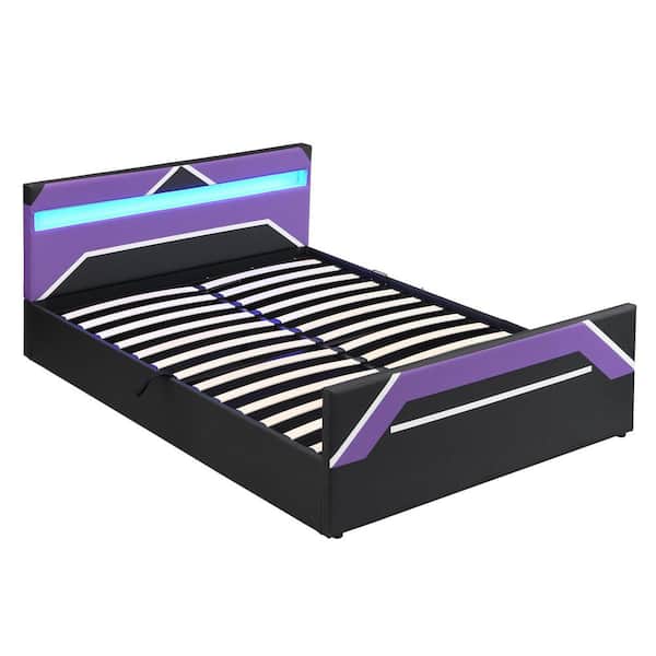 Harper & Bright Designs Cyberpunk Black and Purple Wood and Metal