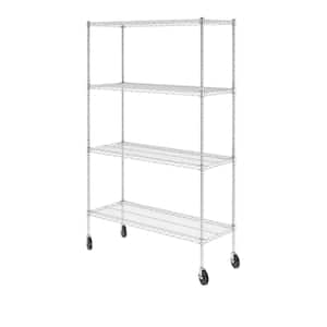 72 in. H x 48 in. W x 18 in. D NSF 4-Tier Wire Chrome Shelving Rack with Wheels