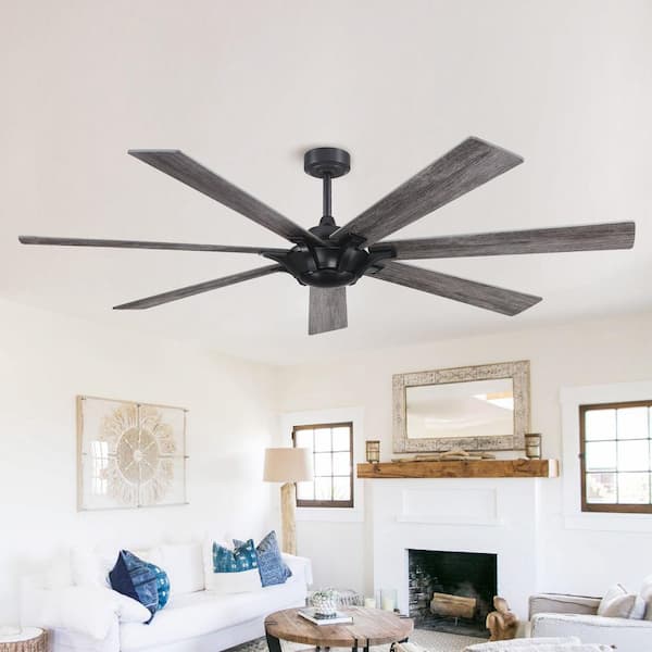 Parrot Uncle Liew 72 in. Indoor/Outdoor Matte Black Industrial Ceiling Fan with Reversible Blades and Remote Control