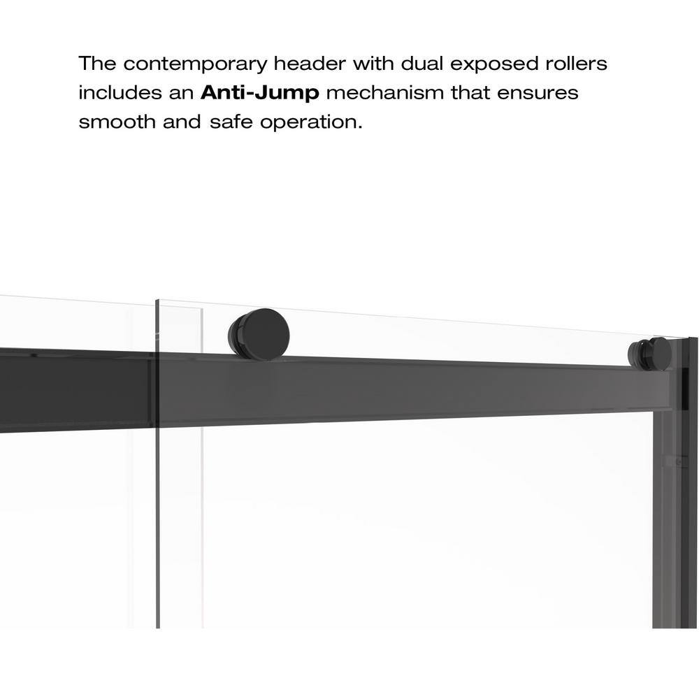 Rotolo Matte Black Semi-Frameless Sliding Tub Door with Clear Glass