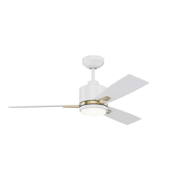 Kendal Lighting Nuvel 42 in. Indoor White and Oilcan Brass Standard Ceiling Fan with True White Integrated LED with Remote Included
