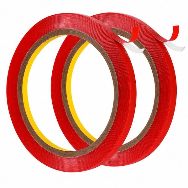 0.25 in. x 185 in. Clear Double Sided Tape 2 Pack Heavy Duty Foam Adhesive Weatherstrip Strong Adhesion