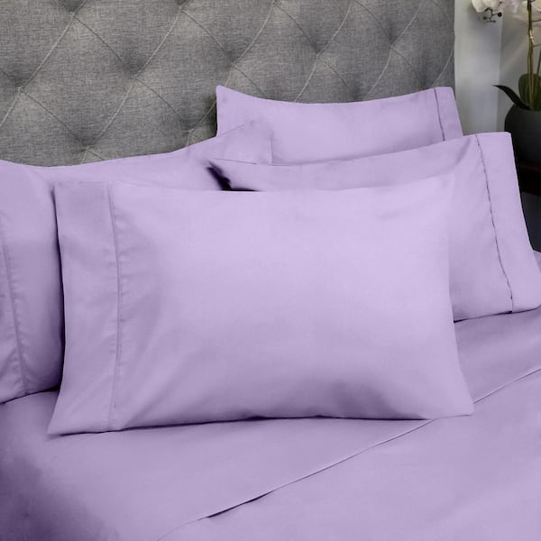 Sweet Home Collection 1500 Supreme Series 6-Piece Lavender Solid Color Microfiber Queen Sheet Set