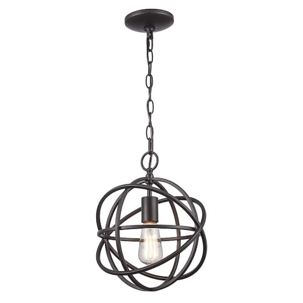 Sarolta Sands 1-Light Bronze Mini Pendant Light Fixture with Caged Globe Metal Shade