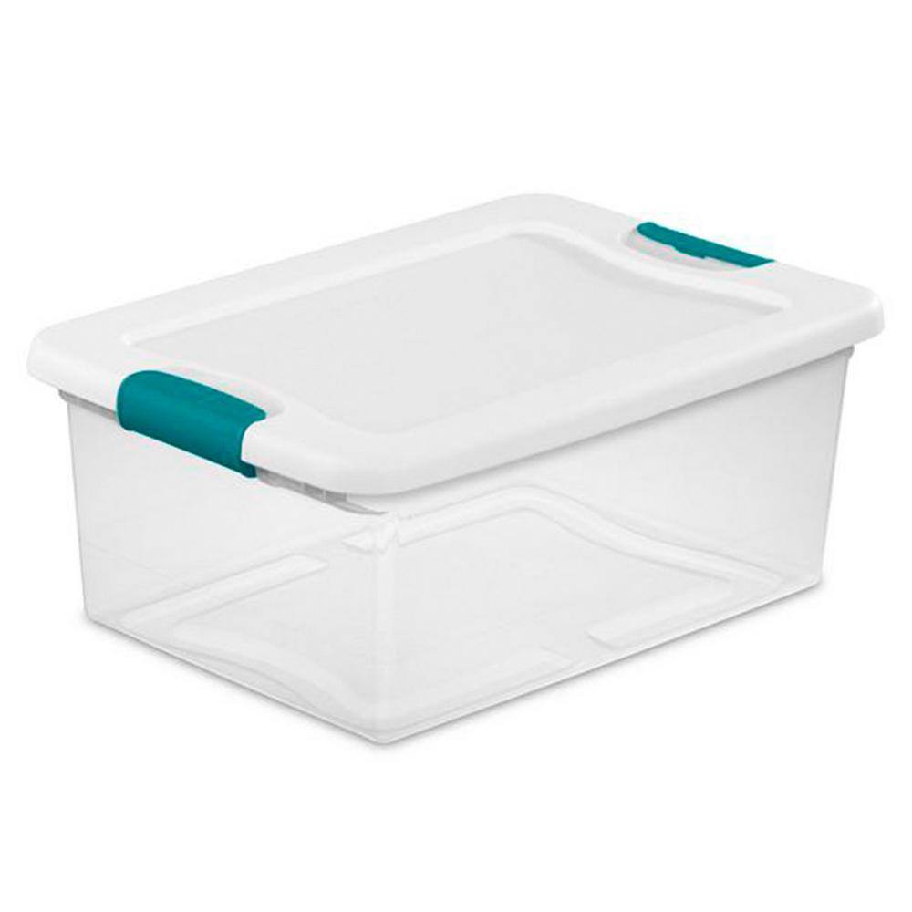 Clear Stackable Plastic Storage Boxes with Latching Lids, 24 Pack