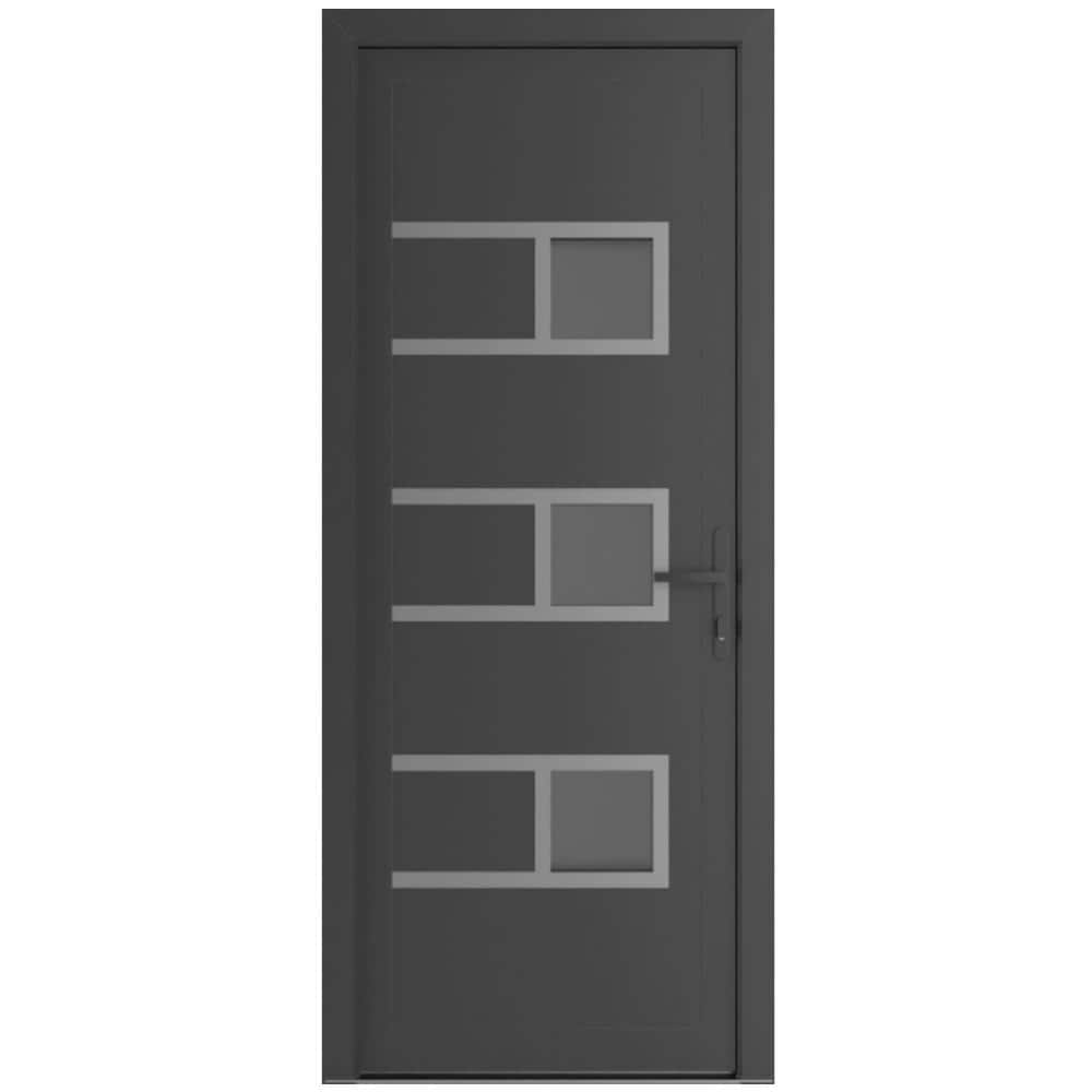 30 in. x 80 in. Left-hand/Inswing Mirrored Glass Antracite Grey Steel Prehung Front Door with Hardware price history on PriceWatchPro