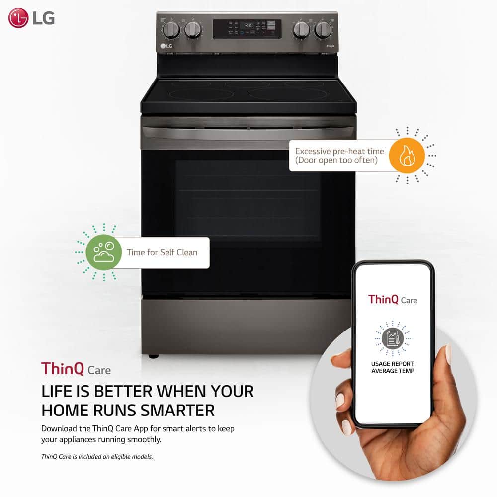 30" Black Stainless Steel Smart Freestanding Electric Range