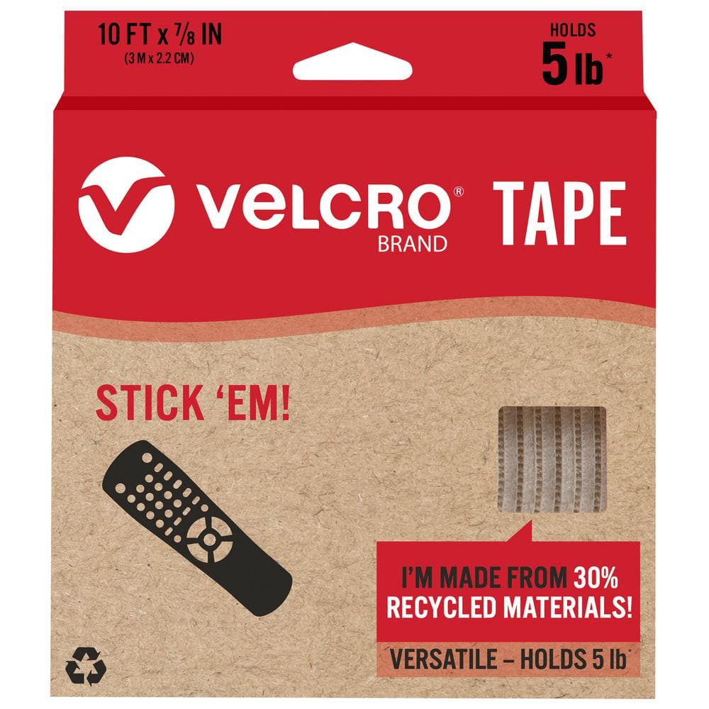 VELCRO Brand Heavy Duty Fasteners | 4x2 Strips with Adhesive 8 Sets |  Holds 10 lbs & Mounting Squares | Pack of 20 | 7/8 White | Adhesive Sticky