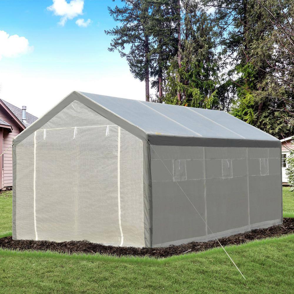 Outsunny Large Walk-In Greenhouse with Roll-Up Windows and Doors