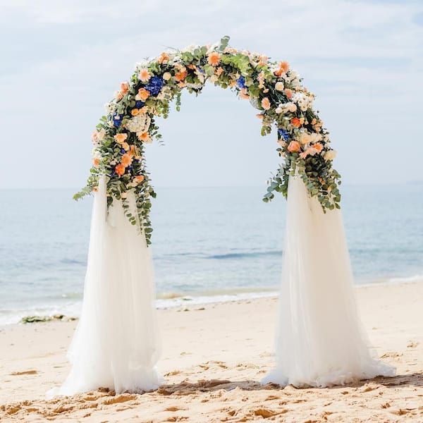 AESOME 102.3 in. x 78.7 in. Elegant Arch Arbor White Metal Garden