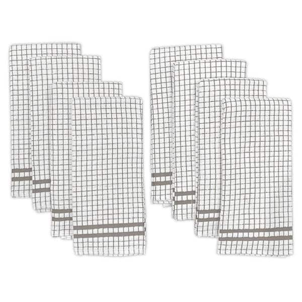 Hampton Grey Checkered Cotton Blend Kitchen Towel Set of 8