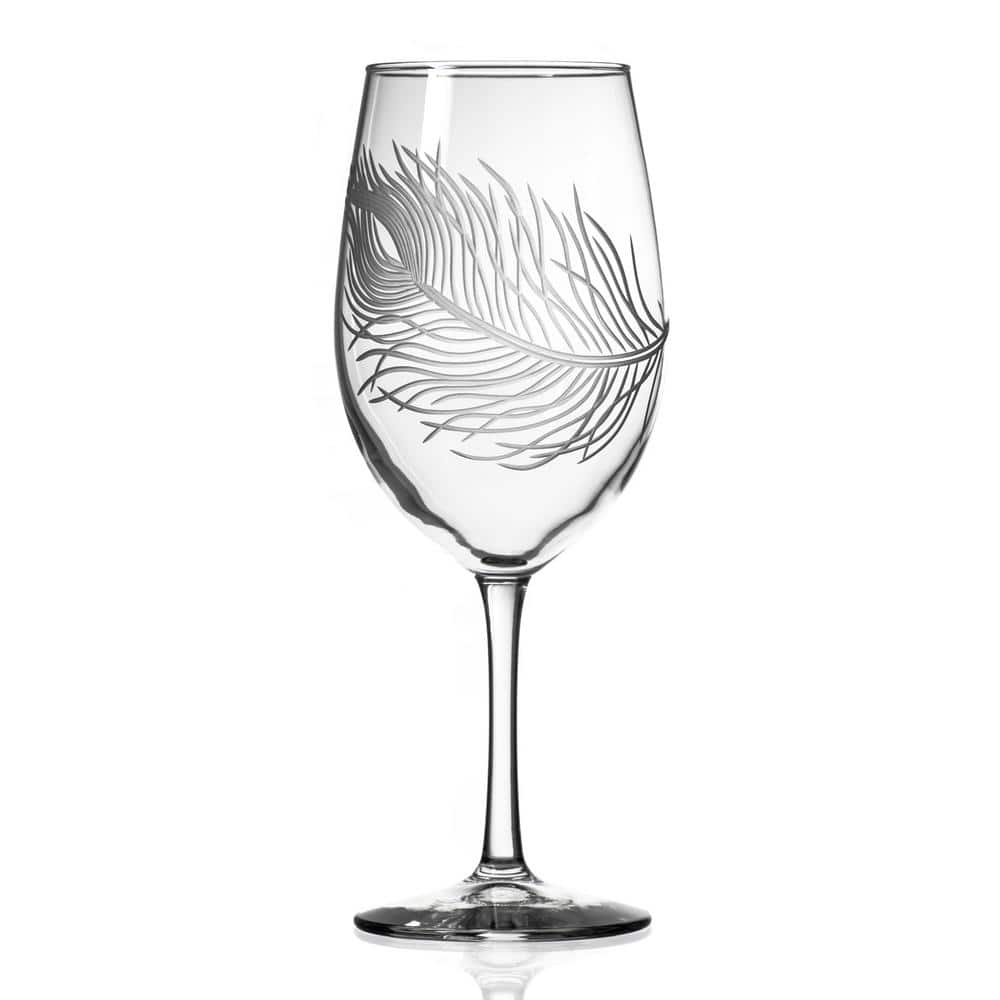 Translucent Peacock Feather Graphic Wine Glass Set
