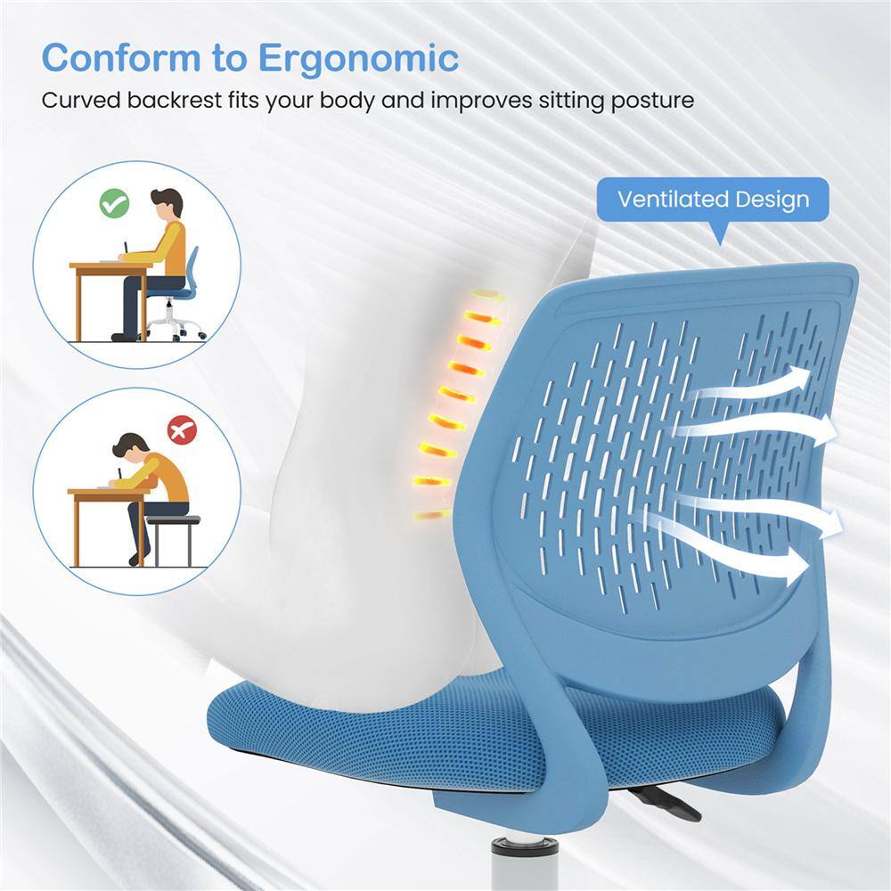 Blue Mesh Adjustable Height Children's Swivel Chair