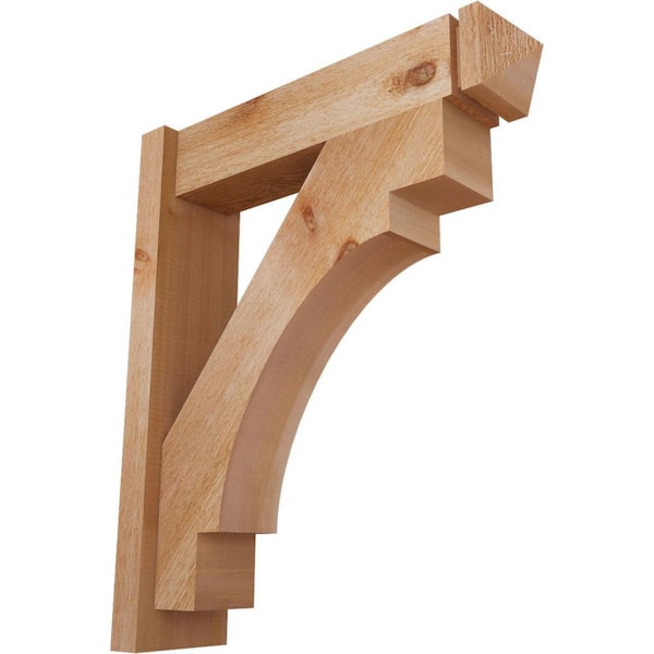 Ekena Millwork 6 in. x 28 in. x 24 in. Merced Arts and Crafts Rough Sawn Western Red Cedar Outlooker