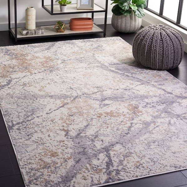 Eternal Gray/Beige 7 ft. x 7 ft. Gradient Abstract Square Area Rug