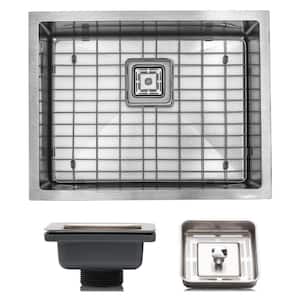 16-Gauge Stainless Steel 23 in. Single Bowl Undermount Kitchen/Bar Sink with Square Drain