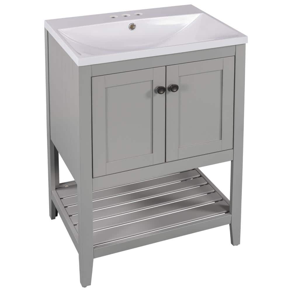 FUNKOL 24 in. W Modern Elegant Freestanding Bathroom Vanity with 1 ...