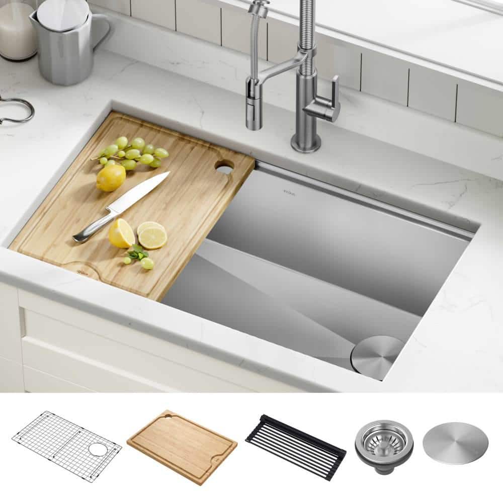 Kore 32-Inch Stainless Steel Undermount Workstation Kitchen Sink with Accessories